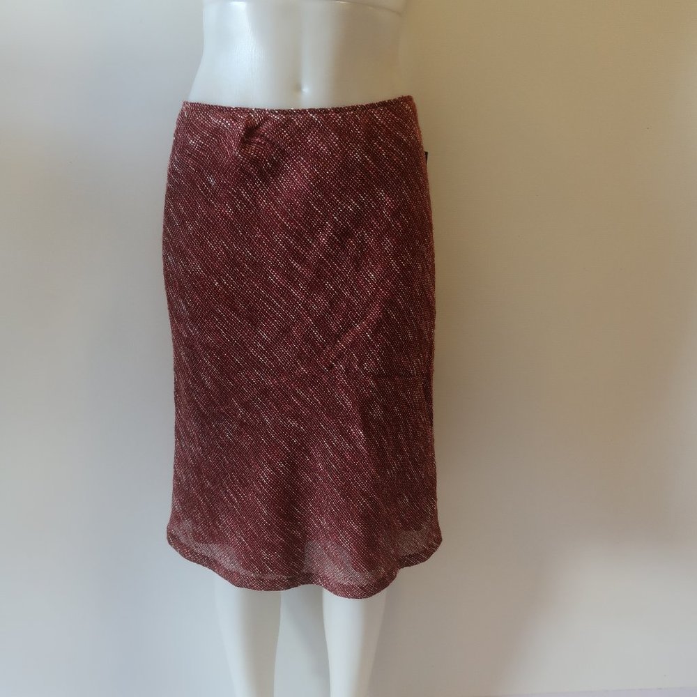 Lafayette 148 New York Burgundy Tweed A-Line Skirt